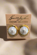 Kenneth Jay Lane Satin Gold Button Pierced Earring - Mildred Hoit