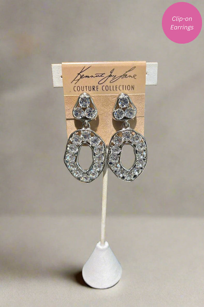 Kenneth Jay Lane Silver and Crystal Drop Earring - Mildred Hoit