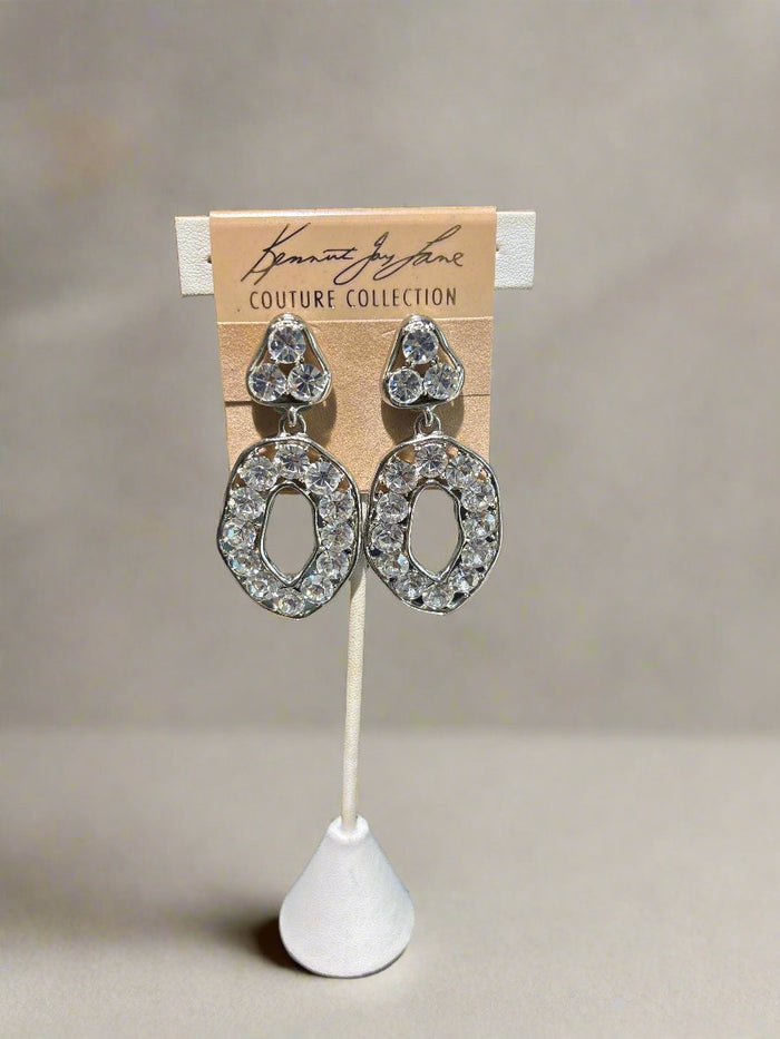 Kenneth Jay Lane Silver and Crystal Drop Earring - Mildred Hoit