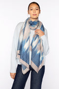 Kinross Brushed Ikat Print Scarf in Sapphire Multi - Mildred Hoit