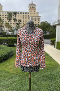 Knit Animal Print Sweater in Toffee and Orange - Mildred Hoit