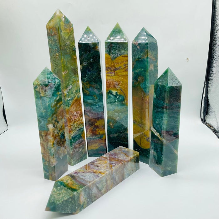 Large Ocean Jasper Four-Sided Tower Point Wholesale -Wholesale Crystals