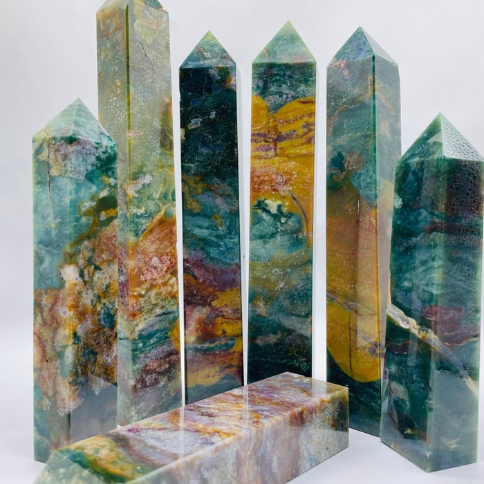 Large Ocean Jasper Four-Sided Tower Point Wholesale -Wholesale Crystals