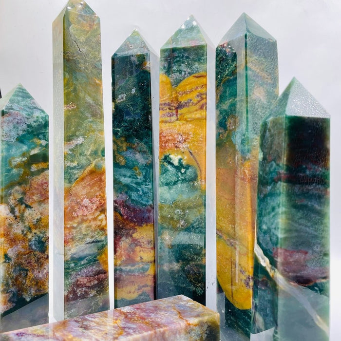 Large Ocean Jasper Four-Sided Tower Point Wholesale -Wholesale Crystals