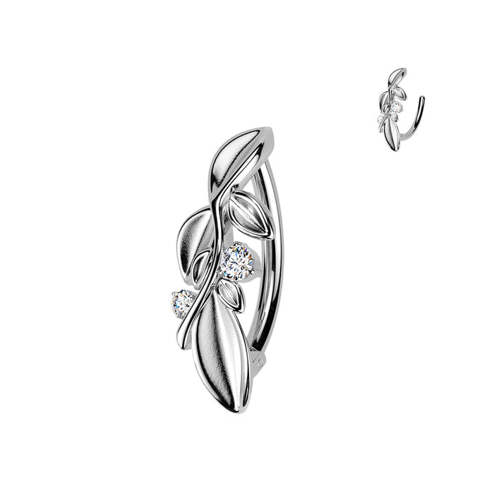 Leaves Hinged Belly Bar 14G