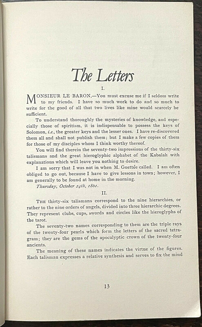 LETTERS TO A DISCIPLE - ELIPHAS LEVI, 1st 1980 - OCCULT MAGICK DIVINATION