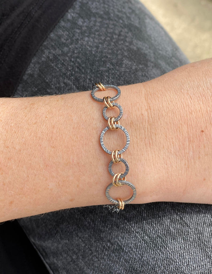 Lined Linked Connections Bracelet (B341) - DanaReedDesigns