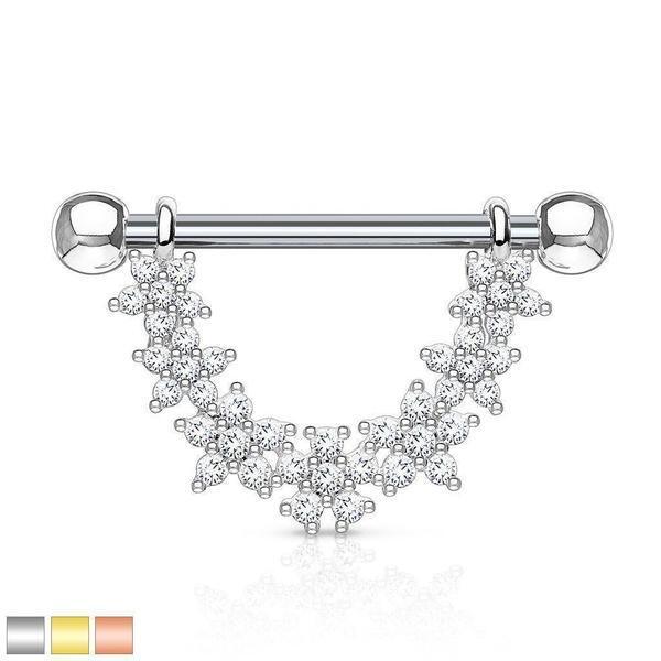 Linked Flowers Nipple Dangle 14G-My Body Piercing Jewellery