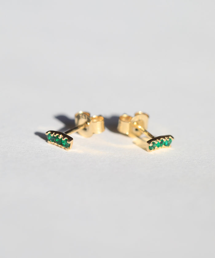Little Emerald Bar Studs