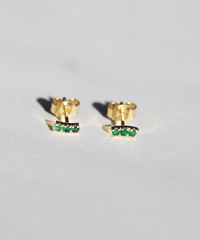 Little Emerald Bar Studs