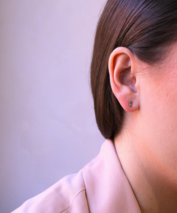 Little Emerald Bar Studs