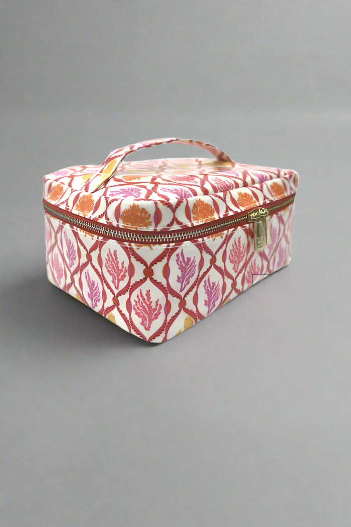 Luxe Gloss Top Handle Organizer in Red Coral - Mildred Hoit