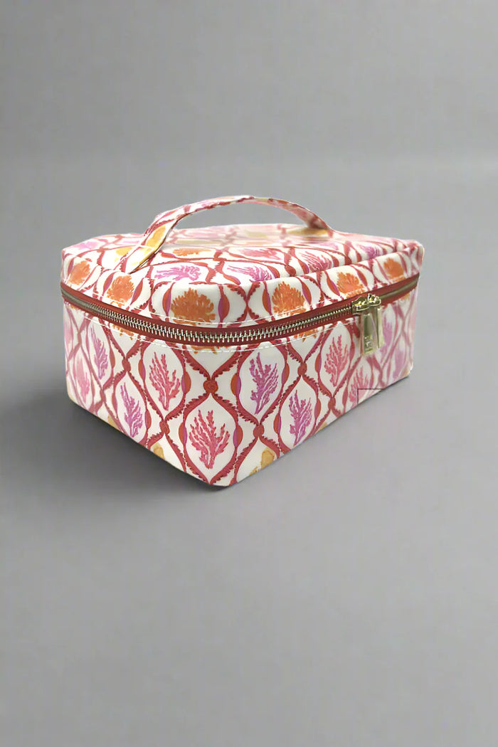 Luxe Gloss Top Handle Organizer in Red Coral - Mildred Hoit