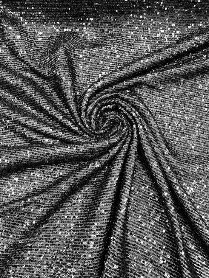 Mille Stripe Spandex Sequins - Black - 4 Way Stretch Lace Spandex Mesh Sold By Yard