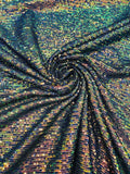 Mille Stripe Spandex Sequins - Iridescent Rainbow - 4 Way Stretch Lace Spandex Mesh Sold By Yard