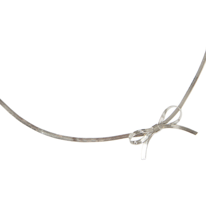 Mini Bow Necklace in Silver