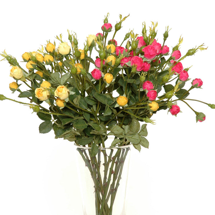 Mini-Rose Bud Spray - Hot Pink 16"H