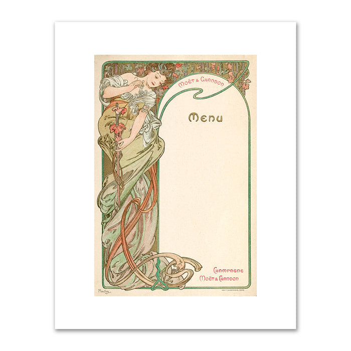 Alphonse Mucha (Czech, 1860-1939), MoÃ«t and Chandon/Menu, c. 1899, Collection of Richard H. Driehaus. Fine Art Prints in various sizes by Museums.Co
