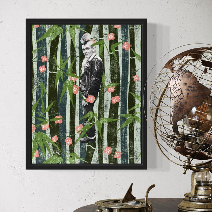 The artwork, Mohawk Guy, by Theresa Gooby, displayed in a room.