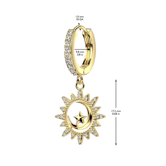 Moon and Star Huggies Earrings Pair