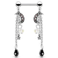 Moon Bead Dangle Nipple Bar 14G (Single)-My Body Piercing Jewellery