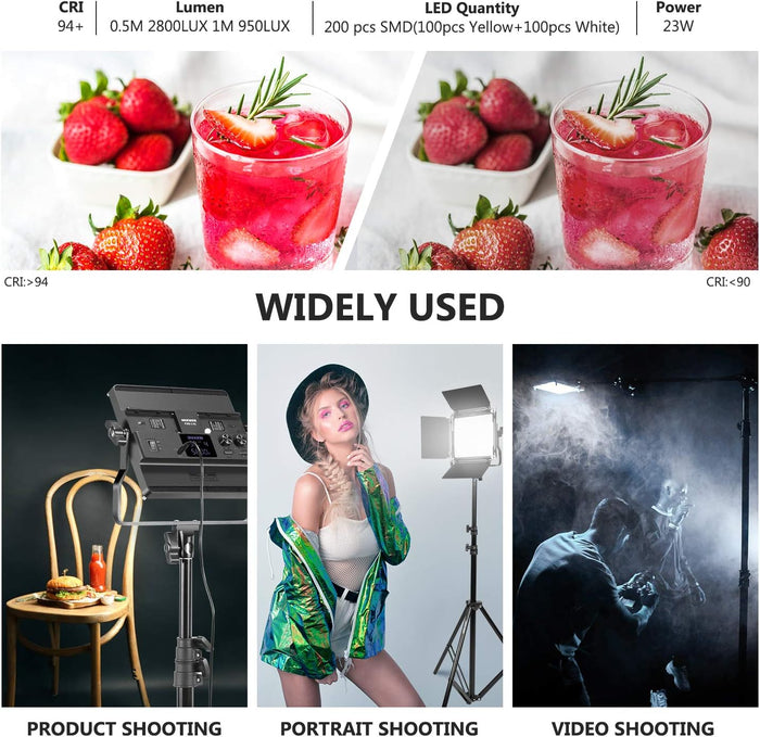 NEEWER 2-Pack P200 Bi-Color 2.4G LED Video Light