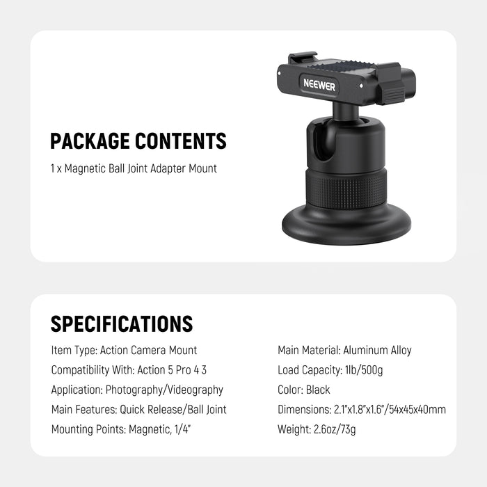 NEEWER AC013 Magnetic Camera Mount For DJI Osmo 360 Action 5 Pro/4/3
