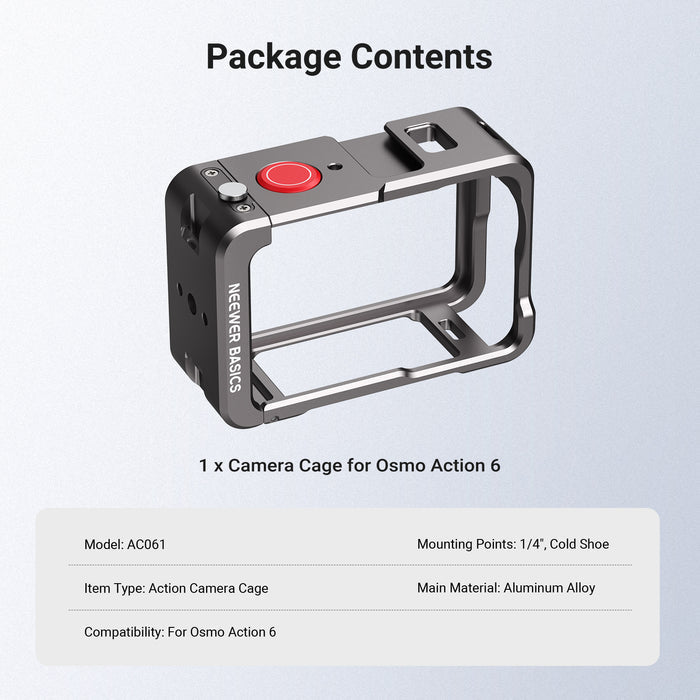 NEEWER BASICS AC061 Camera Cage Compatible with DJI Osmo Action 6