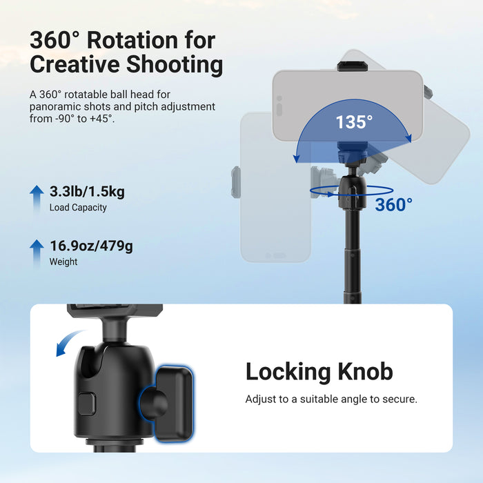 NEEWER BASICS DS034 Camera Desk Mount Stand with C Clamp & Phone Holder