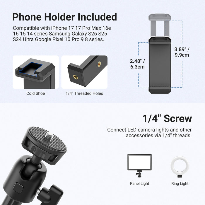 NEEWER BASICS DS034 Camera Desk Mount Stand with C Clamp & Phone Holder
