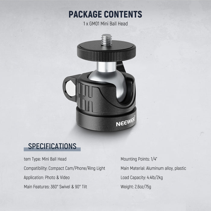 Package Contents of the NEEWER GM01 Tripod Head Mount Adapter