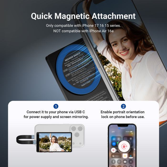 The mini back camera mirror screen as phone vlog filming accessories ensures secure attachment.