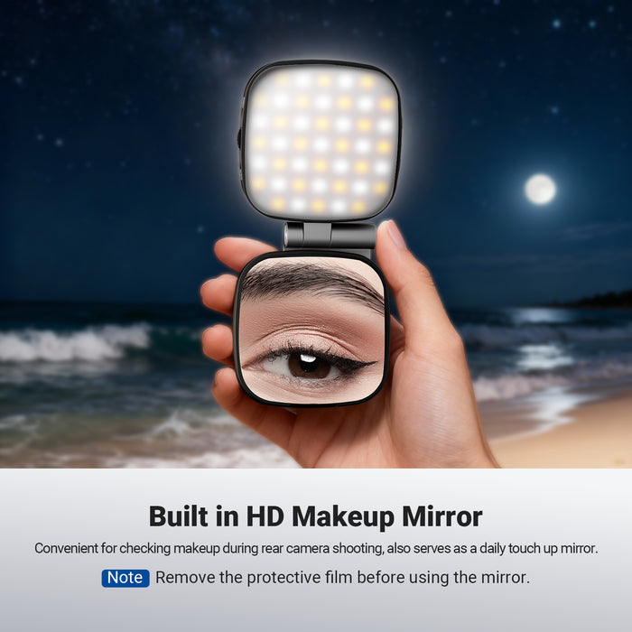 NEEWER NL45B Portable LED Selfie Light has a built-in HD makeup mirror.