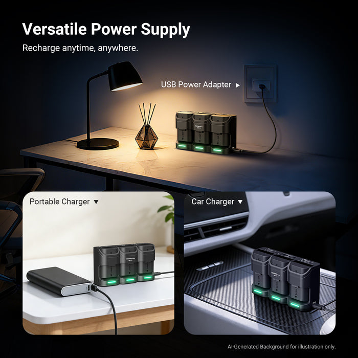 NEEWER BASICS NW-P3 3 Channel USB Camera Battery Charger