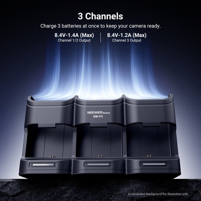 NEEWER BASICS NW-P3 3 Channel USB Camera Battery Charger