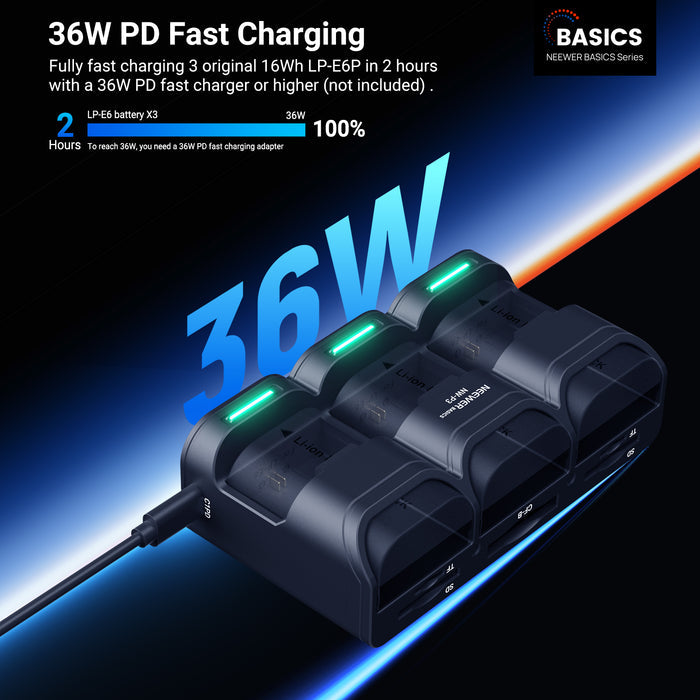 NEEWER BASICS NW-P3 3 Channel USB Camera Battery Charger