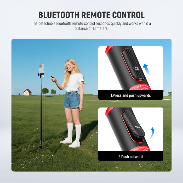 NEEWER PA991 Selfie Stick Tripod  can be controlled by the Bluetooth remote