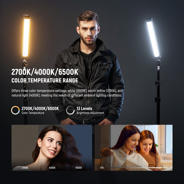 CCT mode provides three color temperatures, white (6500K), yellow (2700K), and natural light (4000K)