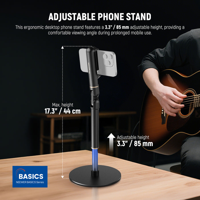 The ergonomic desktop phone stand holder features 85 mm adjustable height