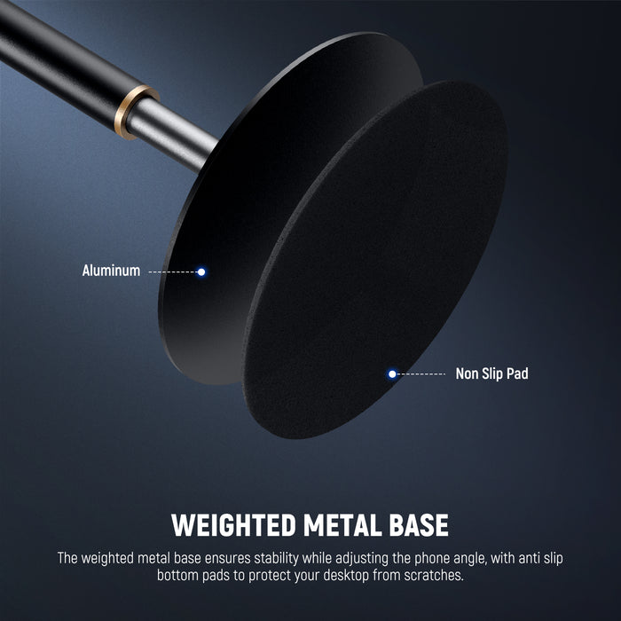 The weighted metal base ensures stability