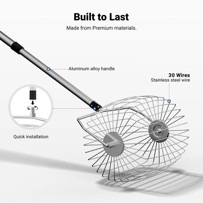 The handle is made of lightweight, high strength aluminum, making it easy to handle.