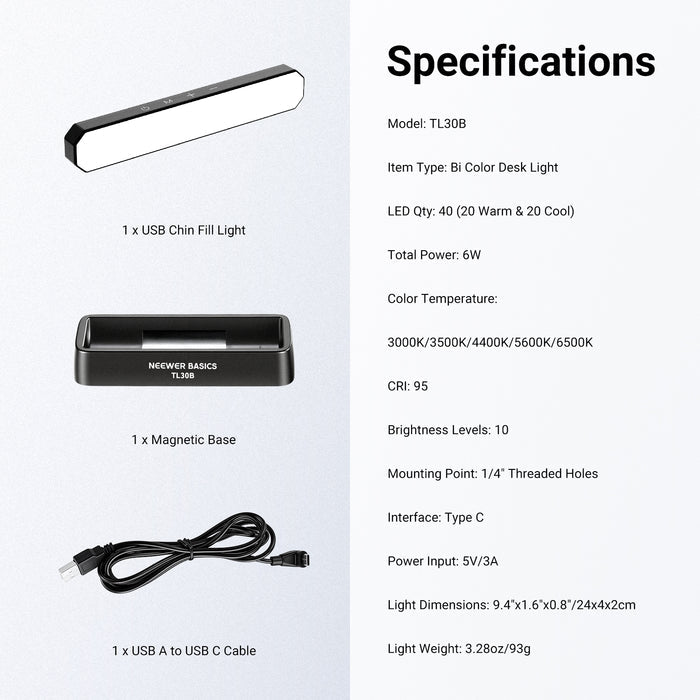 NEEWER BASICS TL30B LED Chin Fill Lighting