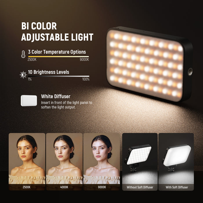 NEEWER N15 Clip On Magnetic LED Fill Light features a wide 2500K-9000K color temperature range