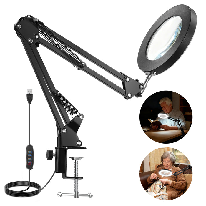 NEEWER N19 10X Magnifying Glass with Light & Clamp Stand