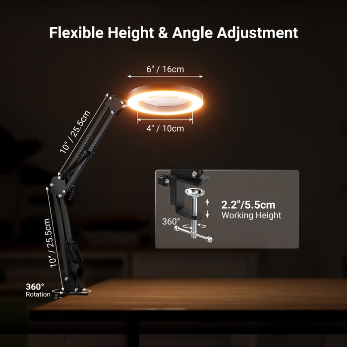 Featuring an articulating arm and swivel base, this desktop LED lamp extends up to 27.6"/70cm and enables flexible angle adjustment