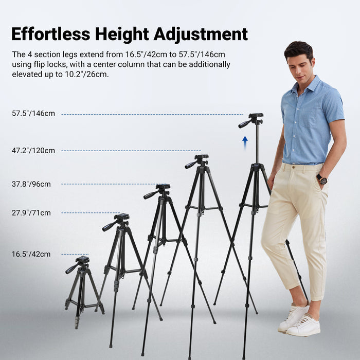 NEEWER ENTRY LEVEL VERSION TP53 57.5" Metal Travel Tripod