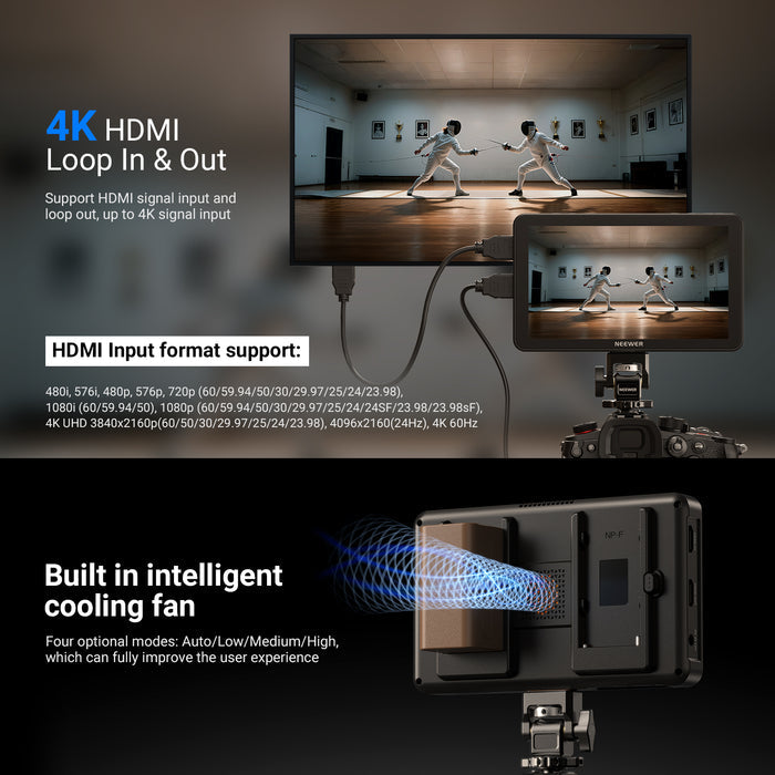 With a fresh design with improved UI, the camera monitor supports 4K HDMI loop input and output functionality