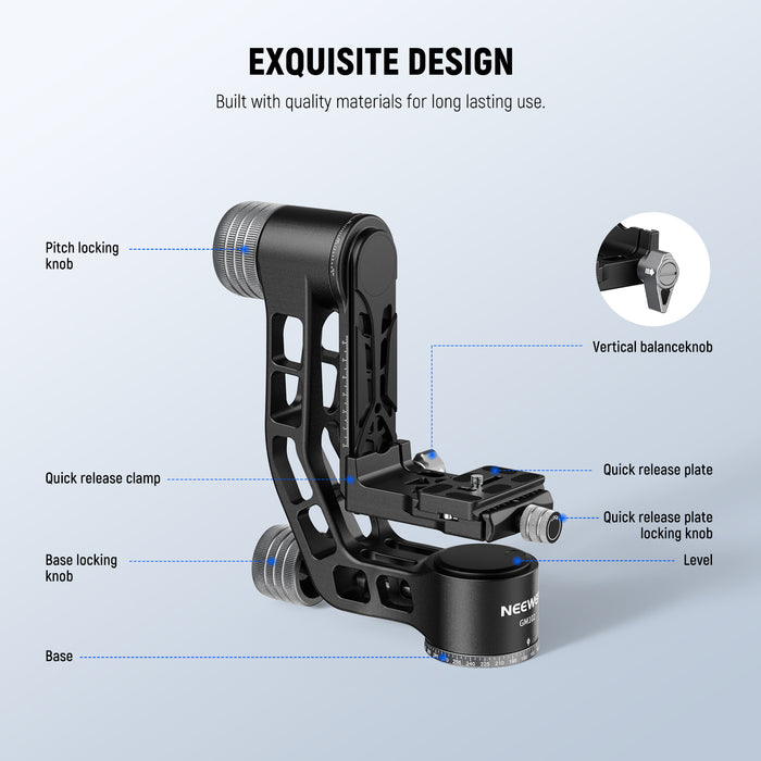 NEEWER GM102 Tripod Gimbal Head is built with quality materials.
