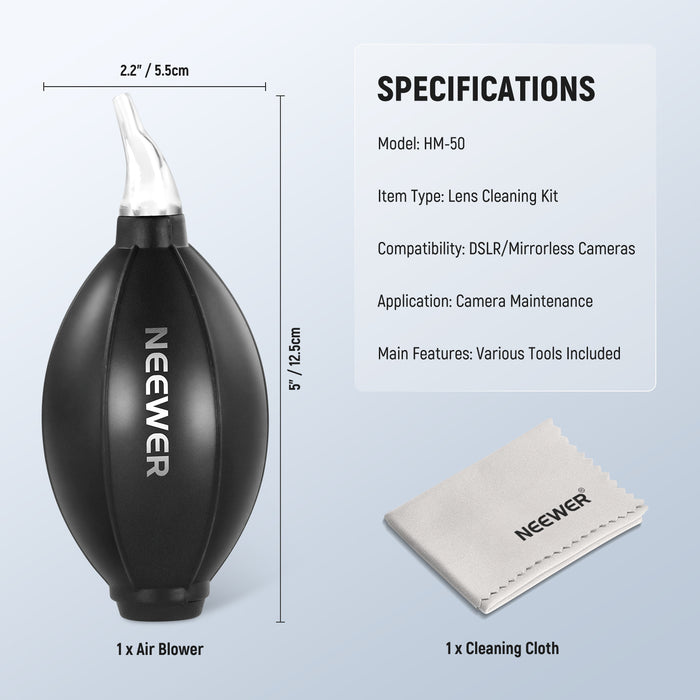 Specifications of the NEEWER HM-50 2 in 1 Camera Lens Cleaning Kit