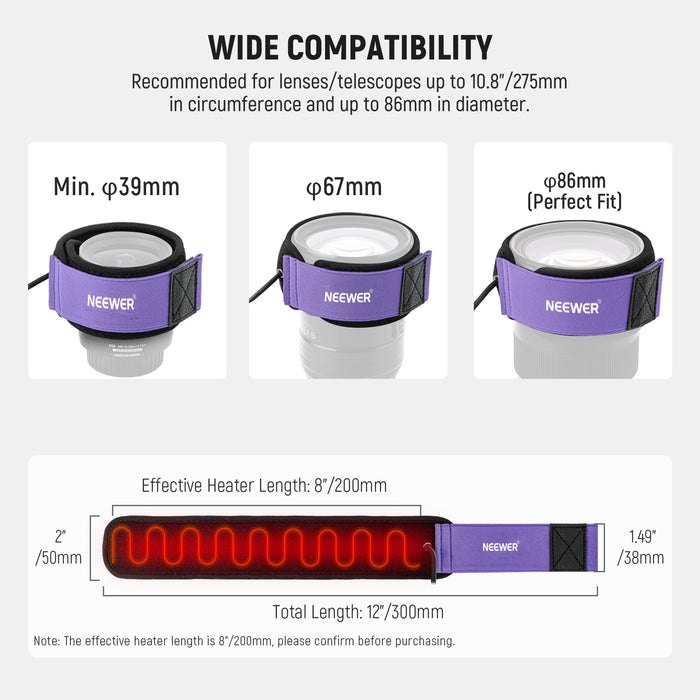NEEWER HW-28B USB Lens Warmer is widely compatible.